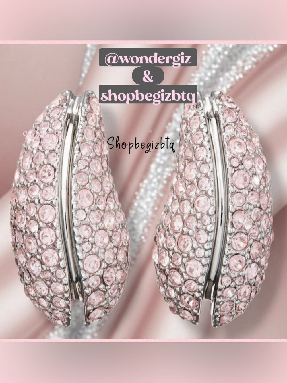Authentic Tory Burch Crystal Embellished Wave Earrings in Silver & Rose NWT